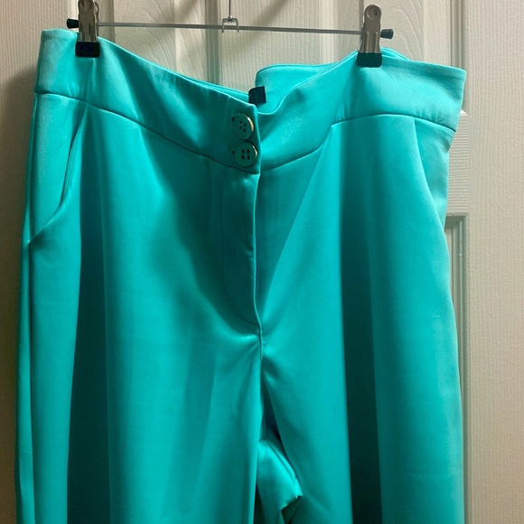 Ashley Stewart turquoise polyester and spandex wide leg pants. - Picture 3 of 3